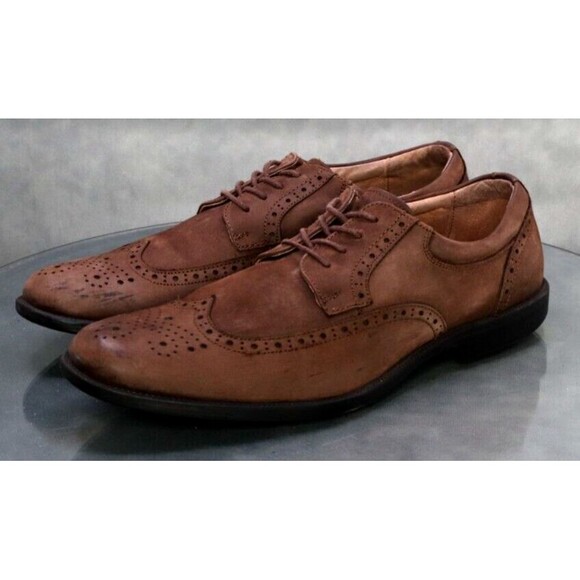 Clarks Collection Men's Wingtip Comfort Dress Shoes Size 9.5 Leather Brown - Picture 1 of 13